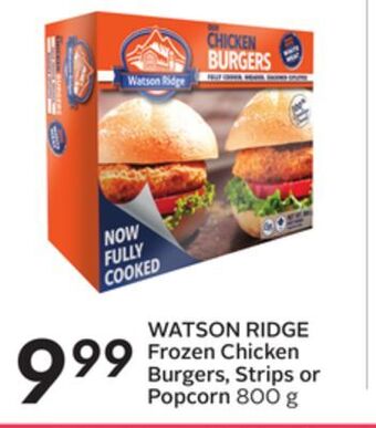 Sobeys Frozen chicken burgers, strips or popcorn offer