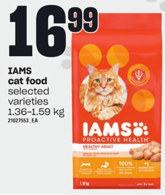 Independent Grocer Iams cat food, 1.36-1.59 kg offer