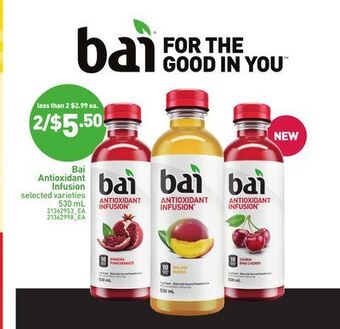 Independent Grocer Bai antioxidant infusion, 530 ml offer