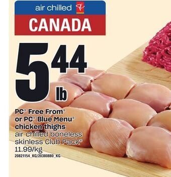 Independent Grocer Pc free from or pc blue menu chicken thighs offer
