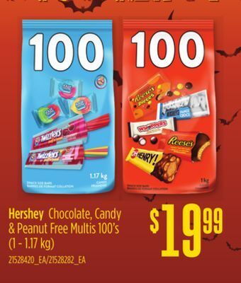 Independent Grocer Hershey chocolate, candy & peanut free multis, 100's (1-1.1 kg) offer