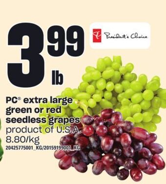 Independent Grocer Pc extra large green or red seedless grapes offer