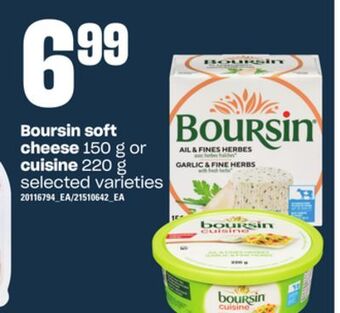 Independent Grocer Boursin soft cheese, 150 g or cuisine, 220 g offer