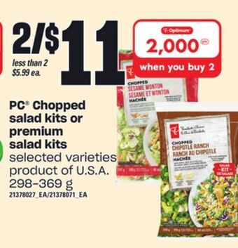Independent Grocer Pc chopped salad kits or premium salad kits, 298-369 g offer