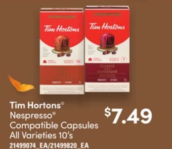 Independent Grocer Tim hortons nespresso compatible capsules, 10's offer