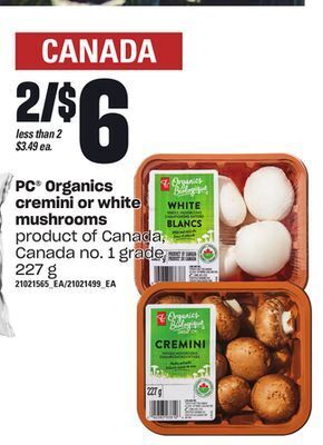 Independent Grocer Pc organics cremini or white mushrooms, 227 g offer
