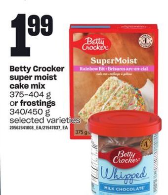 Independent Grocer Betty crocker super moist, 375-404 g or frostings, 340/450 g offer