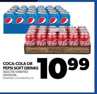 Real Canadian Superstore Coca-cola or pepsi soft drinks, 24x355 ml offer