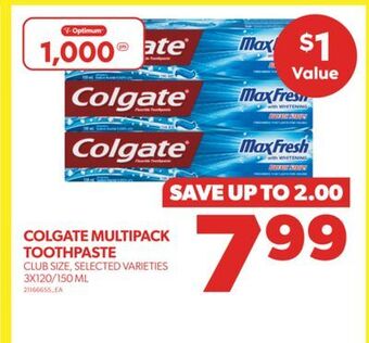 Real Canadian Superstore Colgate multipack toothpaste, 3x120/150 ml offer