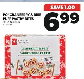 Real Canadian Superstore Pc cranberry & brie puff pastry bites, 288 g offer