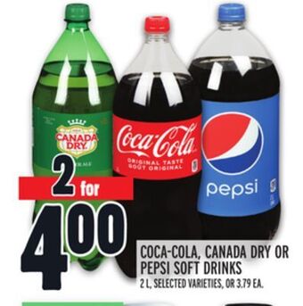 Metro Coca-cola, canada dry or pepsi soft drinks offer