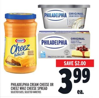 Metro Philadelphia cream cheese or cheez whiz cheese spread offer