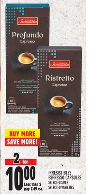 Metro Irresistibles espresso capsules offer