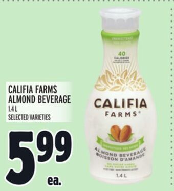Metro Califia farms almond beverage offer