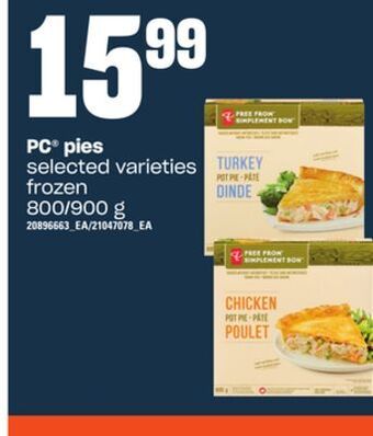 Loblaws Pc pies, 800/900 g offer