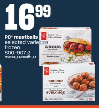 Loblaws Pc meatballs, 800-907 g offer