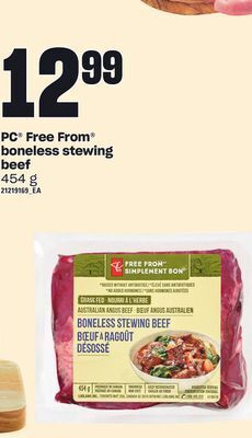 Loblaws Pc free from boneless stewing beef, 454 g offer