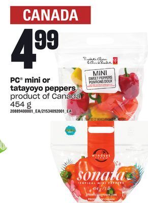 Loblaws Pc mini or tatayoyo peppers, 454 g offer