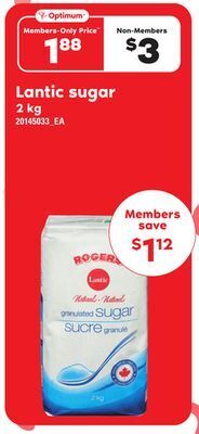 Loblaws Lantic sugar, 2 kg offer