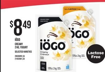 Loblaws Iögo creamy 2 kg, yogurt offer