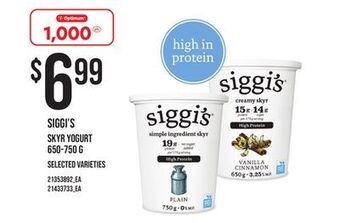 Loblaws Siggi's skyr yogurt 650-750 g offer
