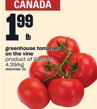 Loblaws Greenhouse tomatoes on the vine offer