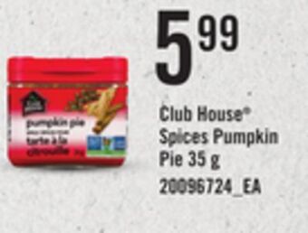 Loblaws Club house spices pumpkin pie, 35 g offer