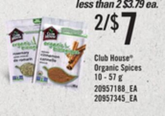 Loblaws Club house organic spices, 10 - 57 g offer