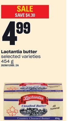 Loblaws Lactantia butter, 454 g offer