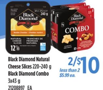 Loblaws Black diamond natural cheese slices, 220-240 g black diamond combo, 3x43 g offer