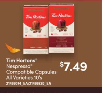 Loblaws Tim hortons nespresso compatible capsules, 10's offer