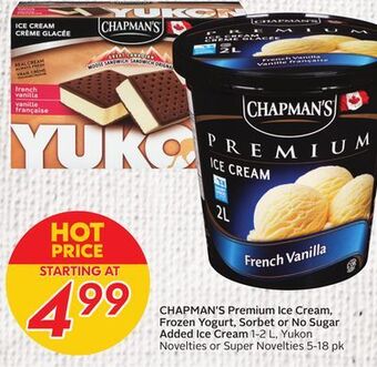 Sobeys Premium ice cream, frozen yogurt, sorbet or no sugar added ice cream offer