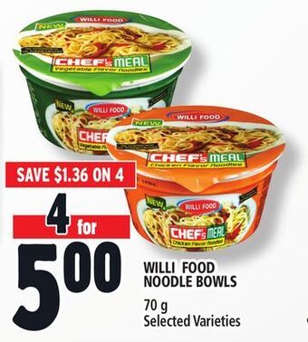 Metro Willi food noodle bowls offer