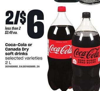 Loblaws Coca-cola or canada dry soft drinks, 2 l offer
