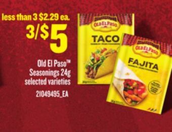 Loblaws Old el paso seasonings, 24g offer