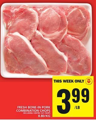 Food Basics Fresh bone-in pork combination chops offer