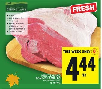 Food Basics New zealand bone-in lamb leg offer