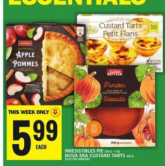 Food Basics Irresistibles pie or nova era custard tarts offer