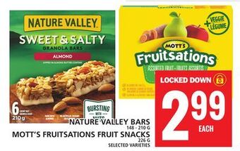 Food Basics Nature valley bars or mott's fruitsations fruit snacks offer