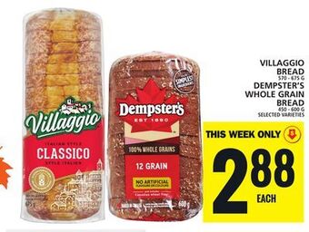 Food Basics Villaggio bread or dempster's whole grain bread offer