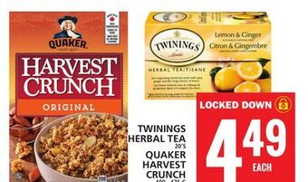 Food Basics Twinings herbal tea or quaker harvest crunch offer