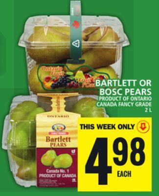 Food Basics Bartlett or bosc pears offer