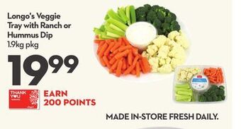 Longo's Longo's veggie tray with ranch or hummus dip offer