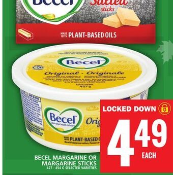 Food Basics Becel margarine or margarine sticks offer