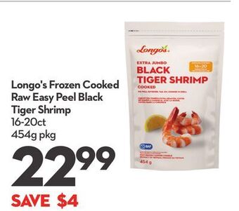 Longo's Longo's frozen cooked raw easy peel black tiger shrimp offer