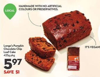 Longo's Longo's pumpkin chocolate chip loaf cake offer