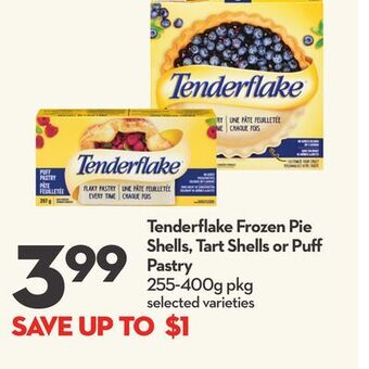 Longo's Tenderflake frozen pie shells, tart shells or puff pastry offer