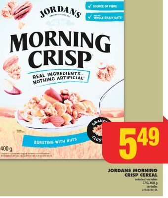 No Frills Jordans morning crisp cereal, 375/400 g offer