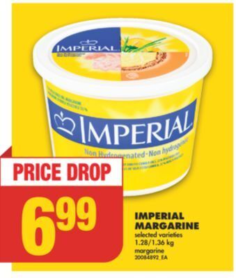 No Frills Imperial margarine, 1.28/1.36 kg offer