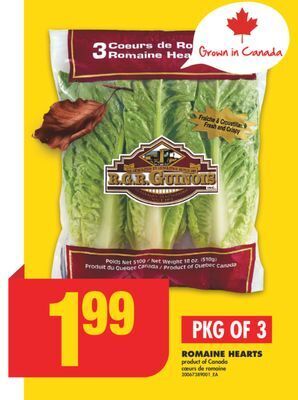 No Frills Romaine hearts, pkg of 3 offer